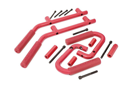 Grab Handles Steel FR & RR Red Jeep Wrangler JK/Wrangler Unlimited (07-18) Rough Country