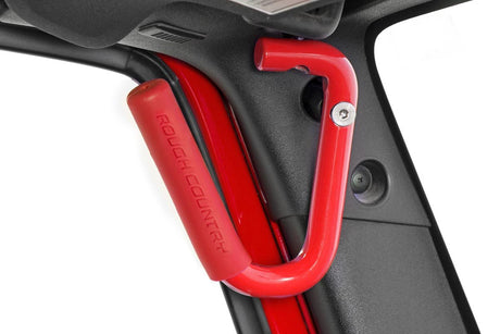 Grab Handles Steel FR & RR Red Jeep Wrangler JK/Wrangler Unlimited (07-18) Rough Country