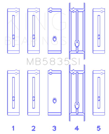 King Engine Bearings Chevrolet 121Ci/Ln2 134Ci +.002 (Size +0.50mm) Main Bearing Set