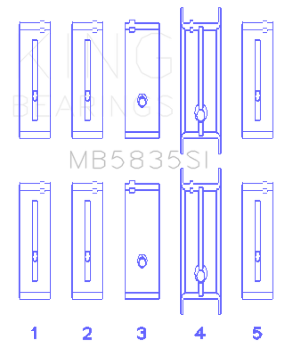 King Engine Bearings ChevrolET 121Ci/Ln2 134Ci +.002 (Size +0.50mm) Main Bearing Set