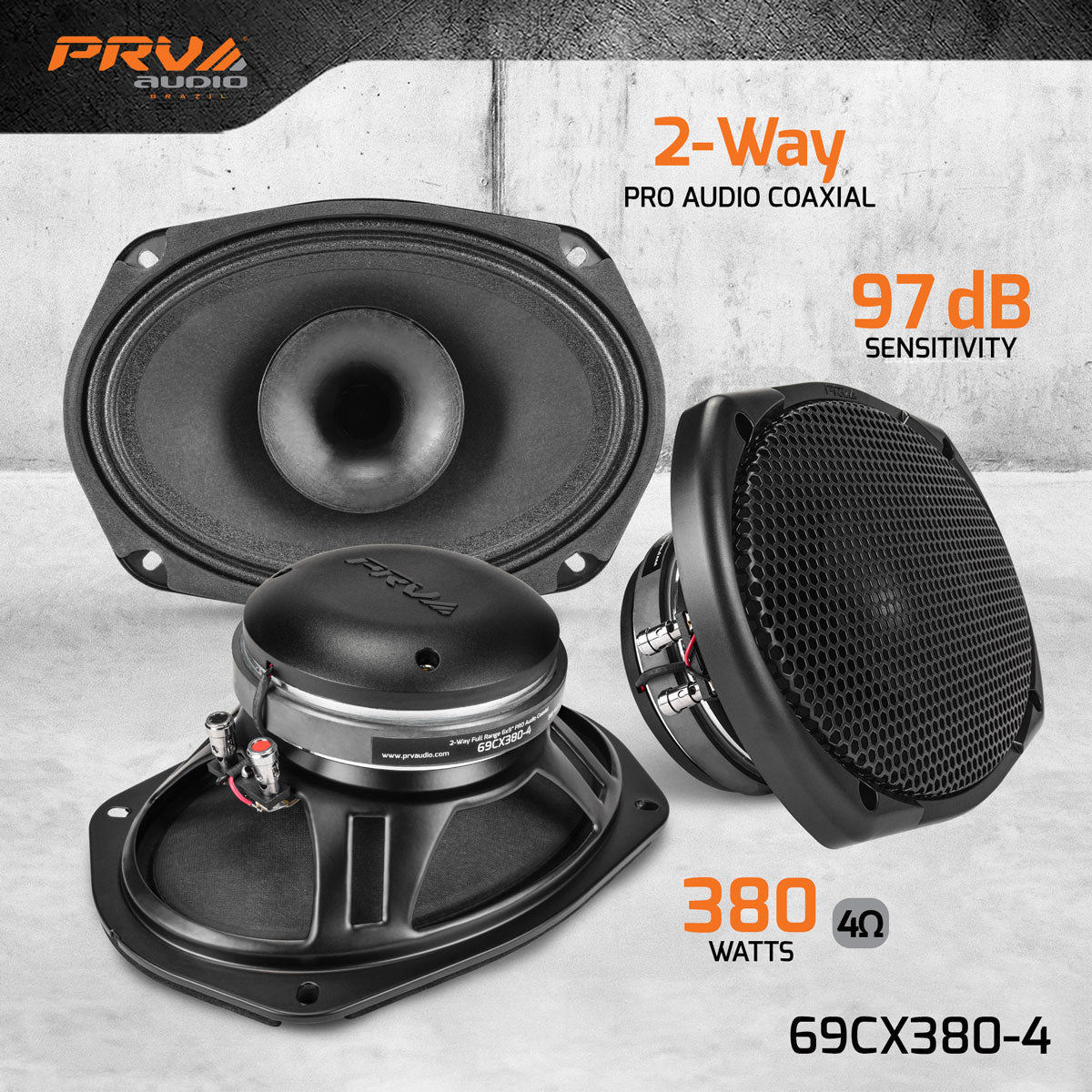 PRV Audio 69CX380-4 | 6"x9" 380W RMS Coaxial Speaker (Single) PRV Audio