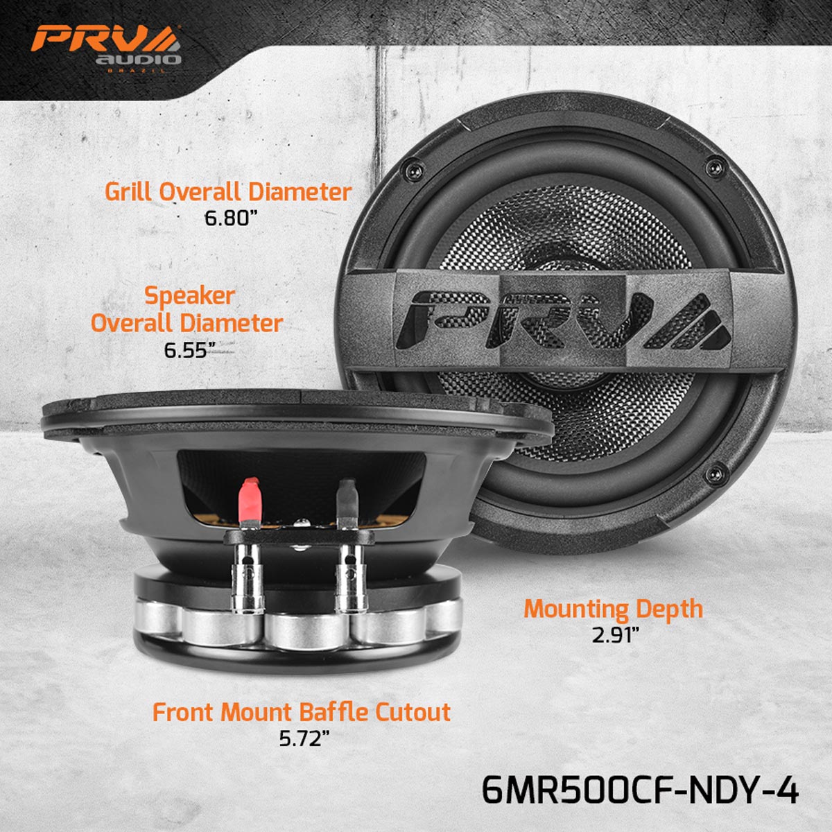 PRV Audio 6MR500CF-NDY-4 6.5-inch Neodymium Midrange Speaker 500w Pair
