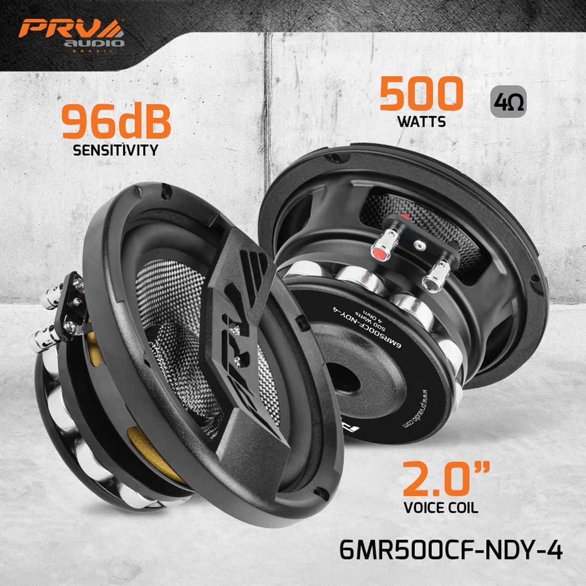 PRV Audio 6MR500CF-NDY-4 6.5-inch Neodymium Midrange Speaker 500w Pair