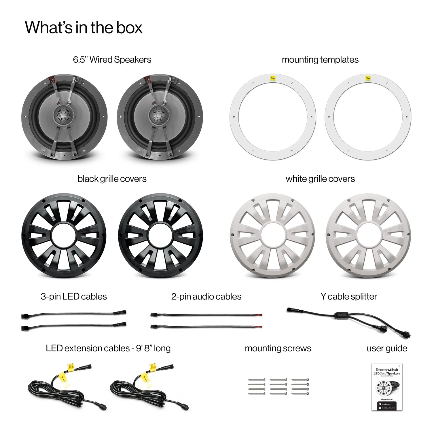 Marine Grade Wired Speaker 6.5" Pair with LEDCast