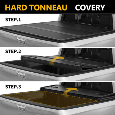Trucktok 2003-2025 Dodge Ram 1500 2500 3500 8FT Hard Tri-Fold Tonneau Cover Truck Bed TruckTok