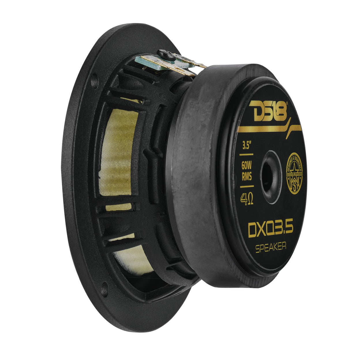 DXQ 3.5” Midrange Speaker with Yellow Straw + Composite Foam Cone | 60W RMS 4-Ohm DS18