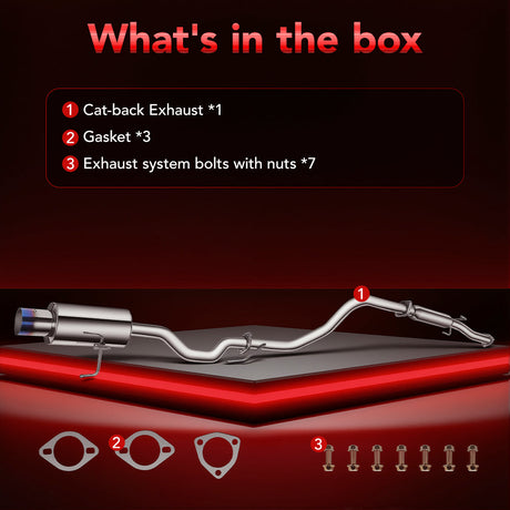 2.25" Catback Exhaust System For 1992-2000 Honda Civic 1.6L with 4" Burnt Rolled Muffler Tip