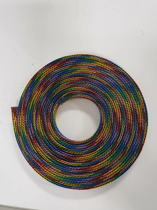 25 FT 1/2" RAINBOW WITH BLACK STRIPE PET EXPANDO SLEEVING BRAID AC/DC WIRE AND SUPPLY