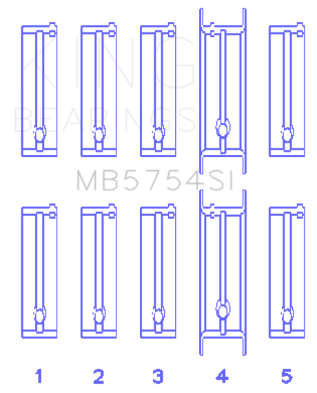 King Engine Bearings Chevrolet 121Ci/Ln2 134Ci Fl O/S 010 (Size +0.25mm) Main Bearing Set