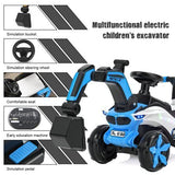 6V Battery Powered Electric Excavator Ride-On Toy Car for Kids with Helmet