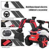 6V Battery Powered Electric Excavator Ride-On Toy Car for Kids with Helmet