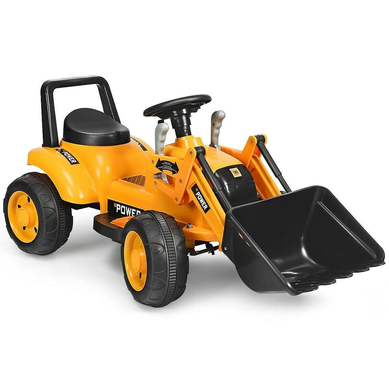 6V Battery Powered Kids Excavator Digger Tractor - Yellow