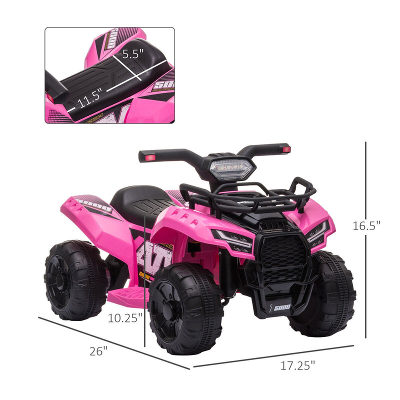 6V Battery Powered Ride On Quad ATV Toy with LED Headlights for Kids