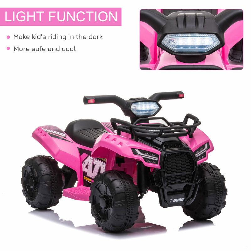 6V Battery Powered Ride On Quad ATV Toy with LED Headlights for Kids