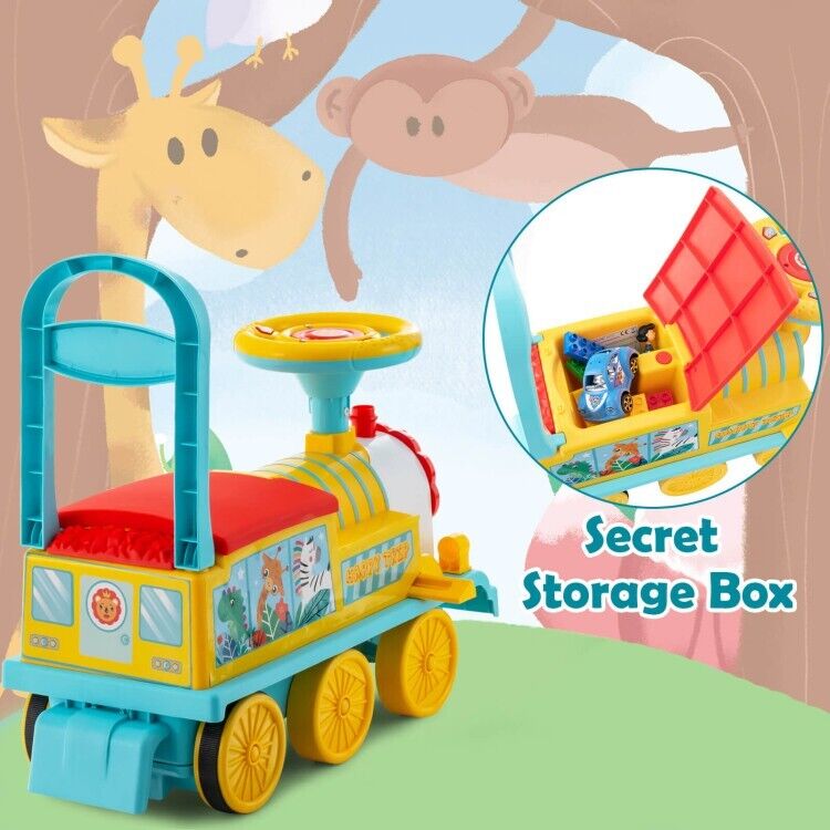 6V Blue Electric Kids Ride On Train with Track and 6 Wheels