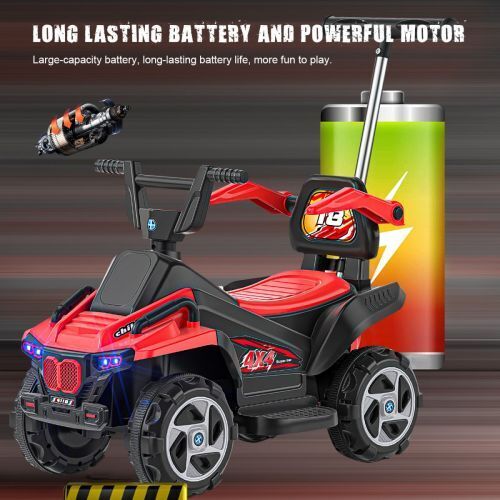 6V Electric ATV Quad Ride-On Toy Car for Kids with LED Headlights & Bluetooth