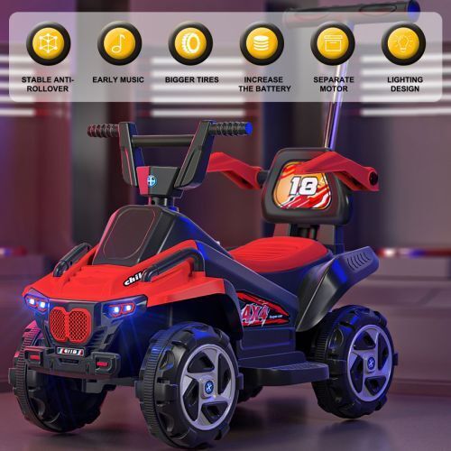 6V Electric ATV Quad Ride-On Toy Car for Kids with LED Headlights & Bluetooth