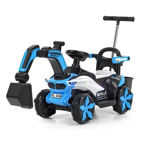 6v Electric Excavator Toy Car with Bluetooth and Rear Reserve Box for Kids