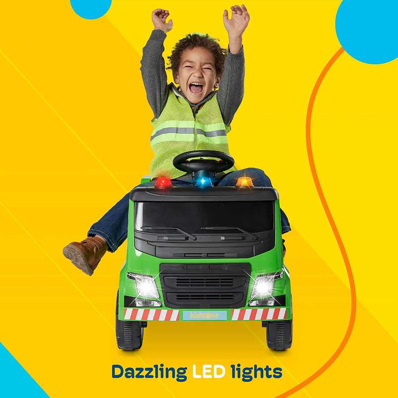 6V Electric Garbage Truck Ride-On Toy with LED Lights for Toddlers