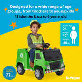 6V Electric Garbage Truck Ride-On Toy with LED Lights for Toddlers
