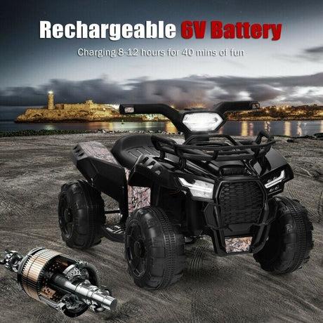 6V Electric Kids ATV Quad Ride On Car with LED Lights, MP3 Player, and Realistic Design - Perfect Gift for Toddlers