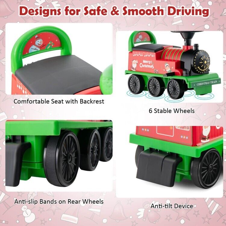 6V Electric Kids Ride On Train with Track & 6 Wheels in Green Color