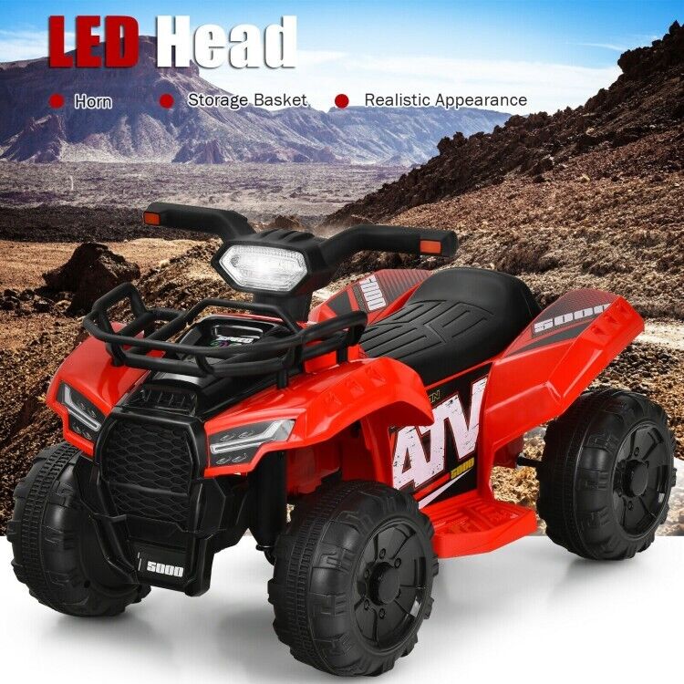 6V Kids ATV Quad Electric Ride On Car with LED Light & MP3 Player - Perfect Gift for Toddlers