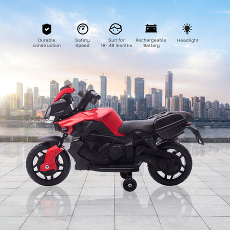 6V Kids Electric Motorcycle Ride-On Car with Training Wheels - Battery Powered Toy