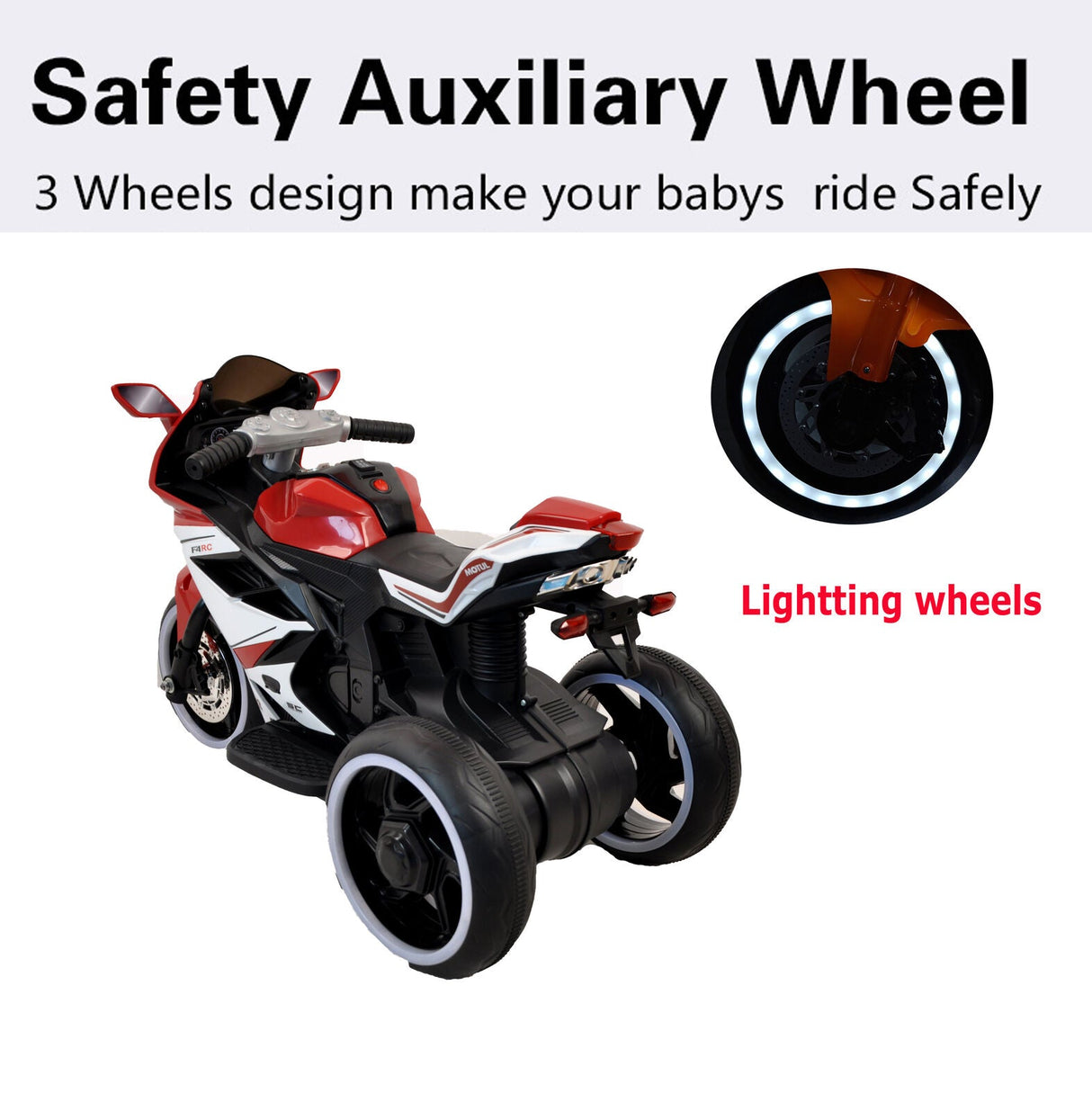 6V Kids Electric Ride-On Motorcycle with One-Button Start and Music - 66LB Bearing Toy Gift