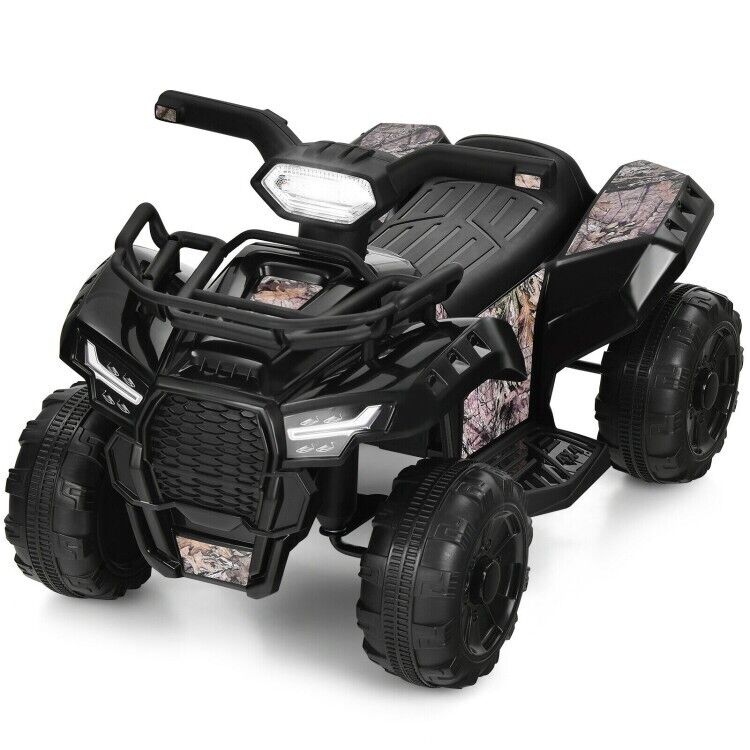 6V Kids Electric Ride On Quad Car with LED Lights and MP3 Player - Black