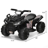 6V Kids Electric Ride On Quad Car with LED Lights and MP3 Player - Black