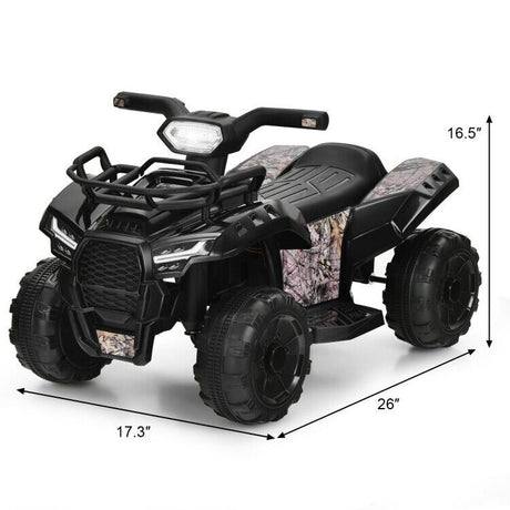6V Kids Electric Ride On Quad Car with LED Lights and MP3 Player - Black