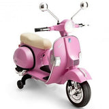 6V Kids Pink Vespa Scooter Motorcycle with Headlight for Fun Rides