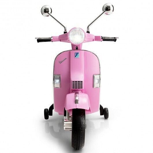 6V Kids Pink Vespa Scooter Motorcycle with Headlight for Fun Rides