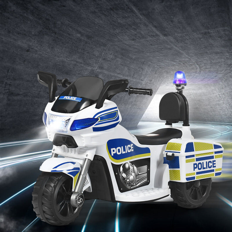 6V Kids Police Motorcycle Trike with Flashing Siren & Headlight - 3-Wheel Fun for Little Officers!