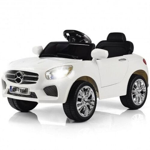 6V Kids Remote Control Battery Powered LED Lights Riding Car in White