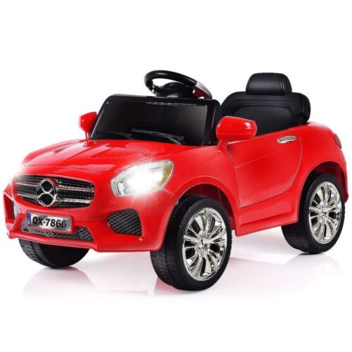 6V Kids Ride On Car with RC Remote Control, LED Lights, and MP3 Player - Red