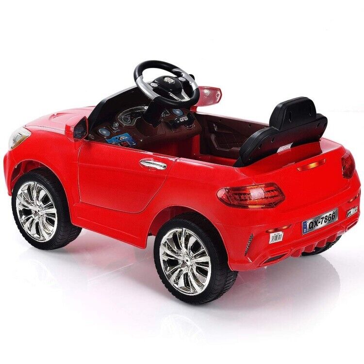 6V Kids Ride On Car with RC Remote Control, LED Lights, and MP3 Player - Red