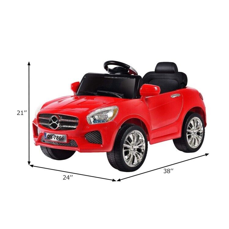 6V Kids Ride On Car with RC Remote Control, LED Lights, and MP3 Player - Red
