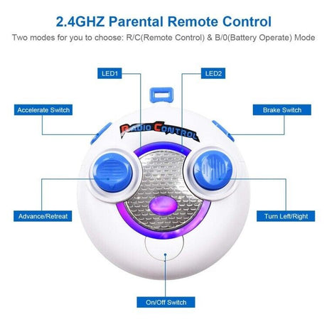 6V Kids Ride On Car with RC Remote Control, LED Lights, and MP3 Player - Red