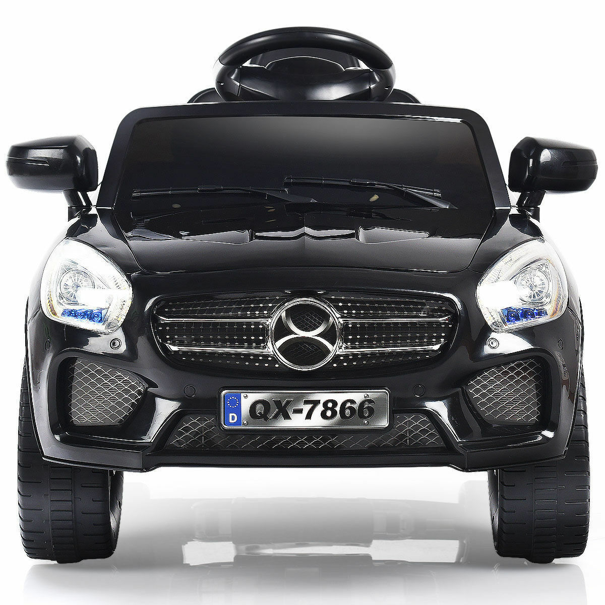 6V Kids Ride On Car with RC Remote Control, LED Lights, and MP3 Player - White