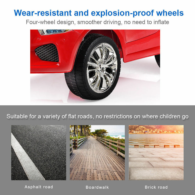 6V Kids Ride On Car with RC Remote Control, LED Lights, and MP3 Player - White