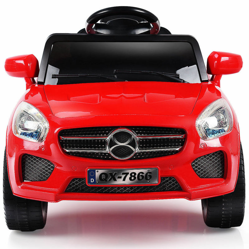 6V Kids Ride On Car with RC Remote Control, LED Lights, and MP3 Player - White