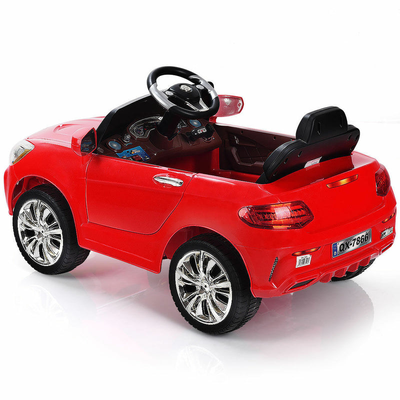 6V Kids Ride On Car with RC Remote Control, LED Lights, and MP3 Player - White