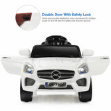 6V Kids Ride On Car with RC Remote Control, LED Lights, and MP3 Player - White