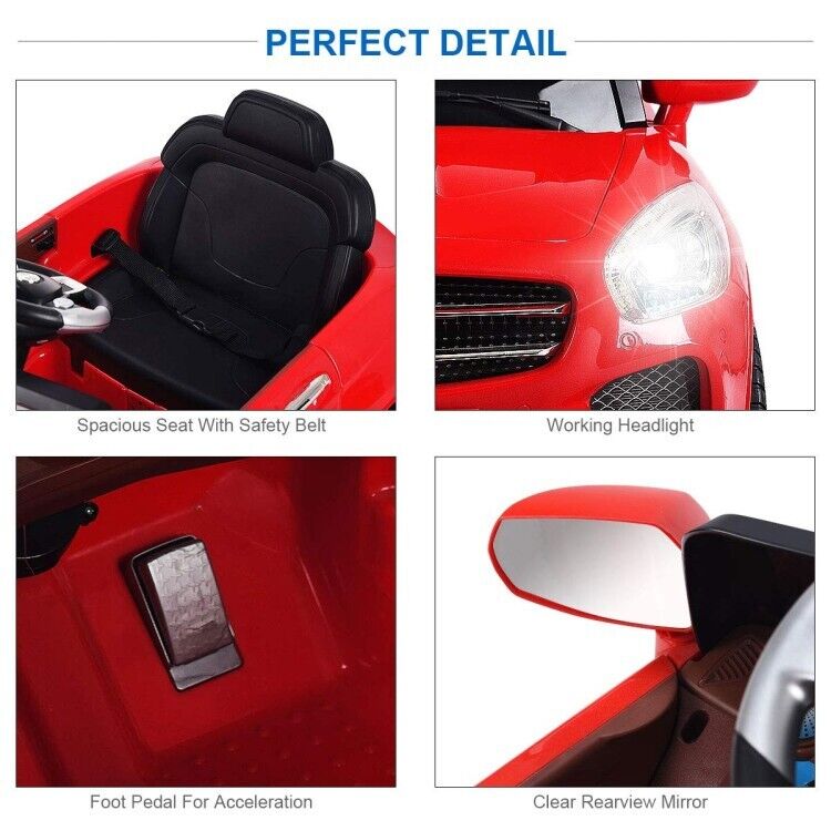 6V Kids Ride On Car with Remote Control, MP3 Player, LED Lights, and Battery Power