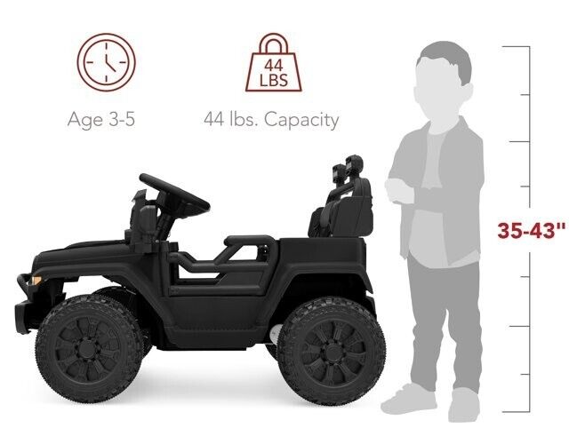 6V Kids Ride On Truck Car with LED Lights and Parental Remote Control - Black Jeep for Ages 3 to 5 - Perfect Gift for Young Adventurers