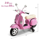 6V Pink Kids Vespa Scooter with Training Wheel and Headlight