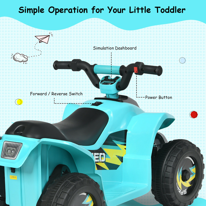 6V Rechargeable Electric ATV for Kids - Unisex Quad Bike for Boys and Girls
