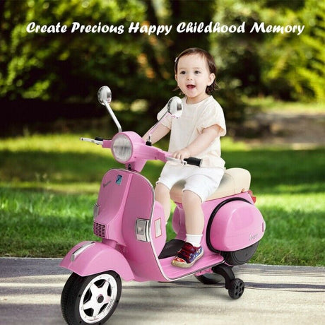6V Vespa Scooter Motorcycle for Kids with Training Wheels and Headlight